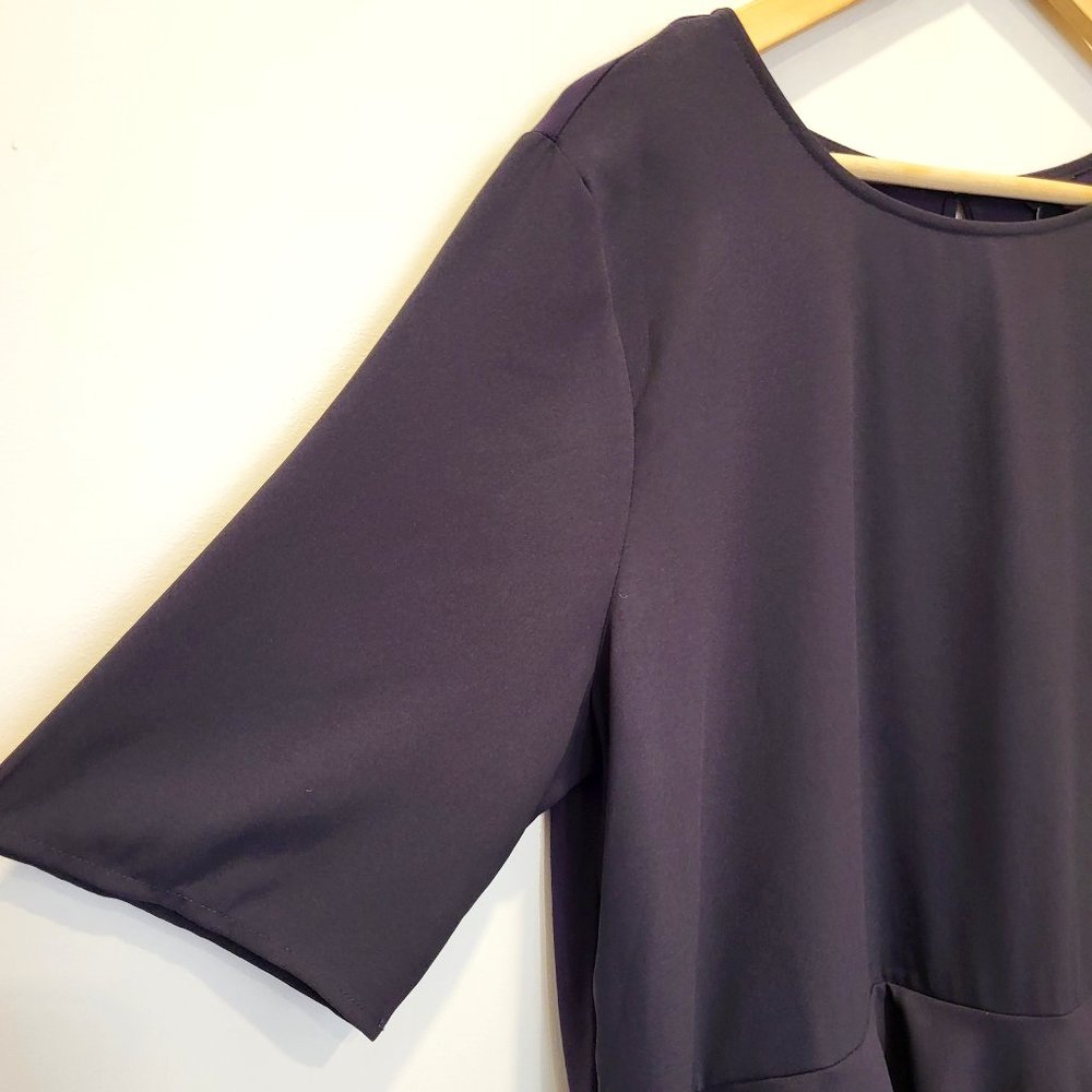 Ann Taylor Blue Ruffle Hem Short Sleeve Top, Size Large, GUC - Picture 3 of 9